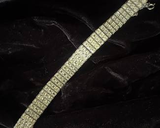 Vintage Art Deco Style Multi-Row Rhinestone Bracelet