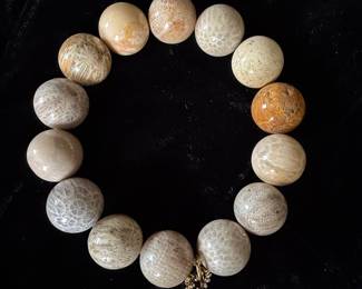 Fossil Coral Bead Bracelet