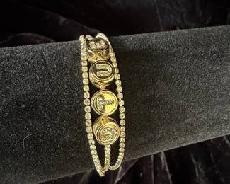 Oak & Luna Initial Charm Bracelet with Pave Crystals