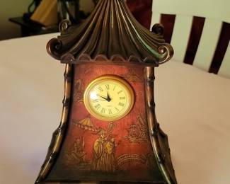 Vintage Chinoiserie Pagoda Mantel Clock