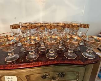 Vintage Italian Gold Rimmed Stemware Set