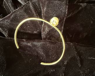 Child's Gold Tone Bangle Bracelet with Pearl Accent