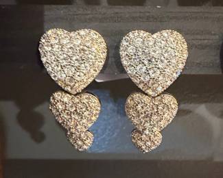 Nolan Miller Heart Pave Crystal Earrings