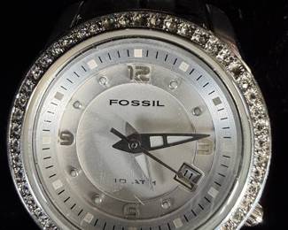 Fossil Women's Stainless Steel Watch with Crystal Bezel AM4133