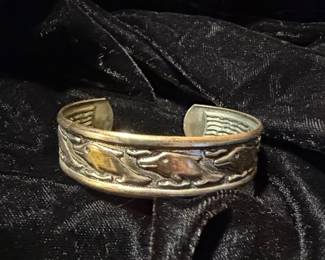 Sterling Silver Dolphin Cuff Bracelet