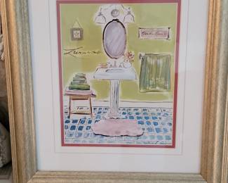 Vintage "Powder Room" Watercolor Print