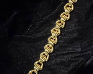18K Italian Gold Textured Link Bracelet