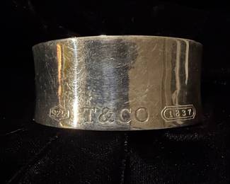 Vintage Tiffany & Co. 1997 Sterling Silver 1837 Wide Cuff Bracelet