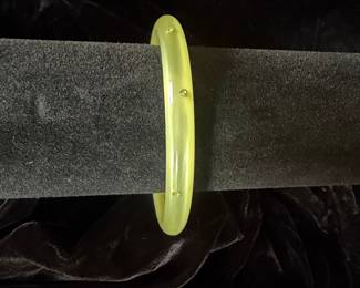 Pale Yellow Resin Bangle Bracelet with Inclusions