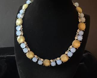 Blue Lace Agate and Tiger's Eye Style Beaded Necklace