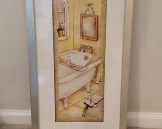 Vintage Bathroom Illustration Print by Lynn Metcalf