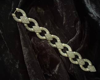 Vintage Sterling Silver Marcasite Link Bracelet