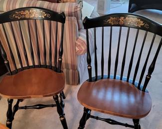 Vintage L. Hitchcock Stenciled Windsor Side Chairs