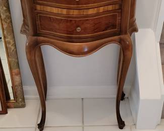 Vintage Louis XV Style Marquetry Bombe Commode