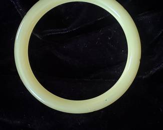 Pale Yellow Resin Bangle Bracelet with Inclusions