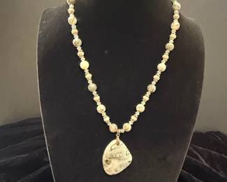 Ocean Jasper Pendant Necklace with Crystal Spacers