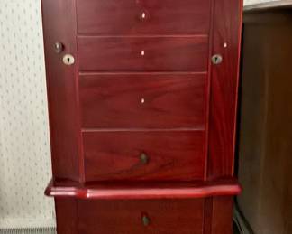 Vintage Mahogany Finish Jewelry Armoire with Cabriole Legs