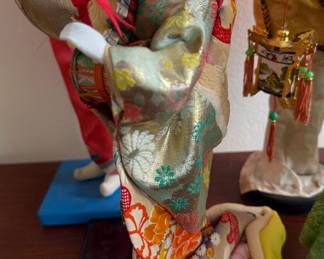 Vintage Japanese Geisha Doll with Tsuzumi Drum and Gofun Face