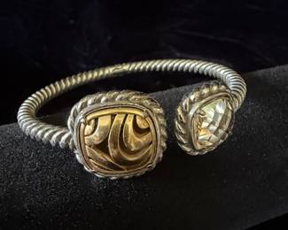 Silver and Citrine Cable Cuff Bracelet