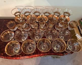 Vintage Italian Gold Rimmed Stemware Set