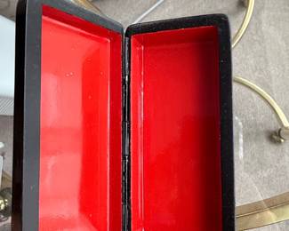 Vintage Fedoskino Lacquer Trinket Box by N. Vasin - Woman with Mirror