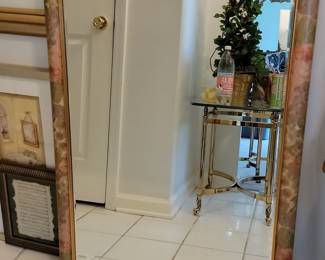 Vintage Floral Wood Wall Mirror, 1970s-1980s