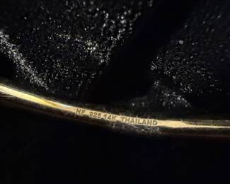 Chapal-Zenray Sterling Silver and 14k Gold Bangle with Black Stones