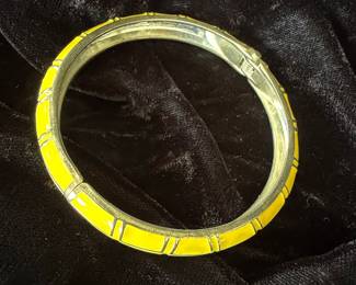 Yellow Geometric Enamel Bangle Bracelet