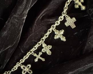 Brighton Sterling Silver Cross Charm Bracelet