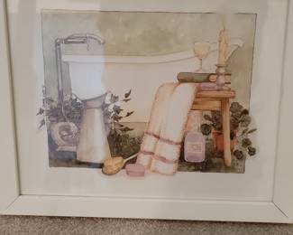 Vintage Diane Knott Bathroom Scene Lithograph Print