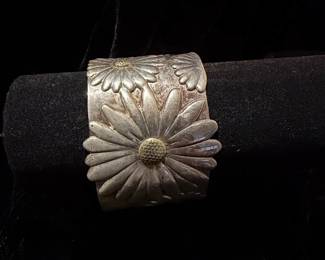 Sterling Silver Daisy Cuff Bracelet