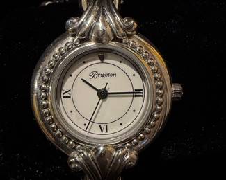 Brighton Calgary Women's Watch with Ornate Silver-Tone Bracelet