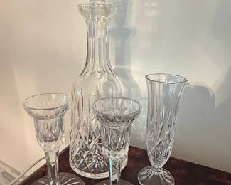 Vintage Waterford Lismore Crystal Decanter and Glasses Set