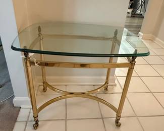 Vintage LaBarge Style Brass and Glass Side Table