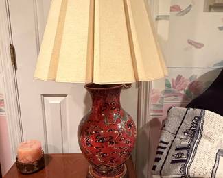 Vintage Chinese Red Dragon Ceramic Ginger Jar Table Lamp