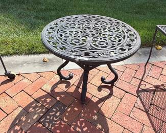 Vintage Cast Aluminum Bistro Table with Scroll Pattern