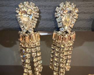 Vintage Rhinestone Chandelier Earrings