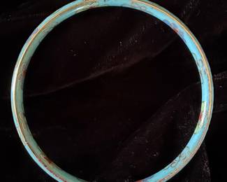 Vintage Cloisonné Bangle Bracelet with Floral Pattern