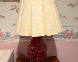 Vintage Chinese Red Dragon Ceramic Ginger Jar Table Lamp