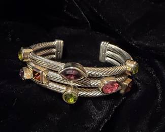 David Yurman Inspired Multi-Gem Cable Bangle Bracelet