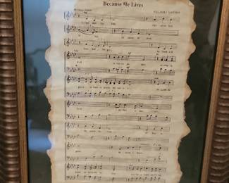 Framed Decorative Sheet Music: Because He Lives