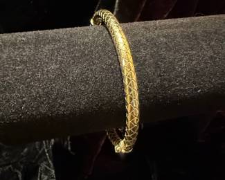 Gold Toned "Dyadema" 925 Bangle Bracelet
