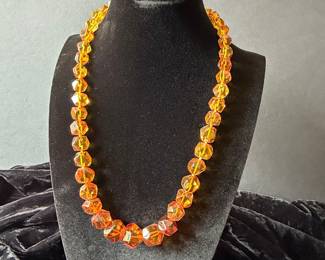 Vintage Faceted Amber Glass Necklace