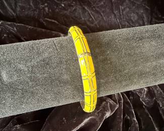 Yellow Geometric Enamel Bangle Bracelet