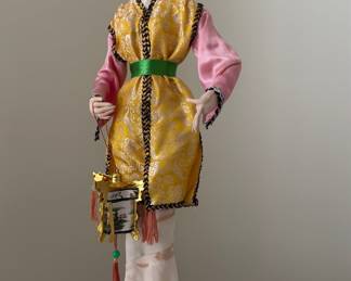 Vintage Chinese Silk Brocade Doll with Lantern
