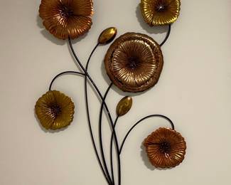 Vintage Metal Floral Wall Art - Gold and Copper Tones
