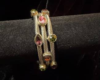 David Yurman Inspired Multi-Gem Cable Bangle Bracelet