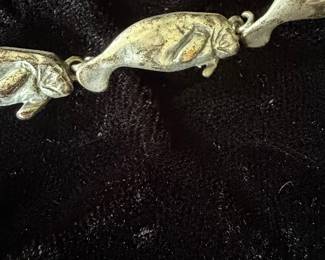 Sterling Silver Manatee Link Bracelet