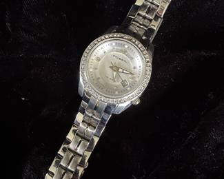 Fossil Women's Stainless Steel Watch with Crystal Bezel AM4133