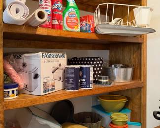 Tupperware, aluminum pans, kitchen